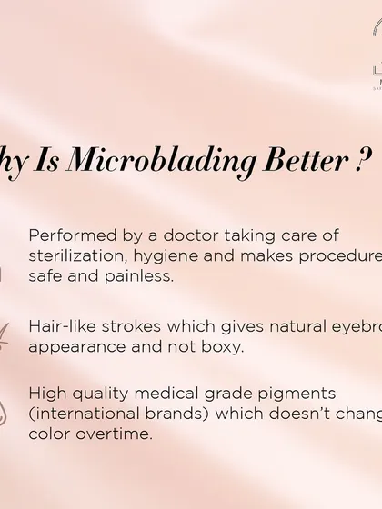 Why is my microblading better? It is performed by a doctor, uses hair-like strokes for a natural look, and employs high-quality medical-grade pigments.