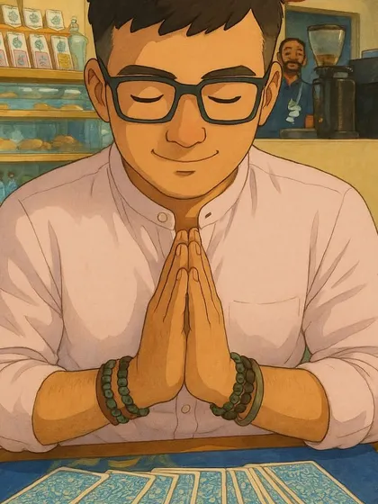 I love this Ghibli-style artwork inspired by a photo of me during a tarot session. It captures the gentle, reflective nature of a reading while also showing my playful side. The journey to self-discovery can be both profound and lighthearted.