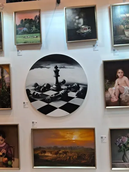 A duplicate of image 188, a gallery wall of works by Zeinab Sarkhosh.