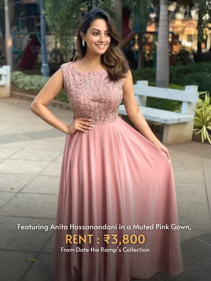 Anita Hassanandani looks graceful in this muted pink gown, available to rent for just ₹3,800. Another example of her impeccable and smart style.