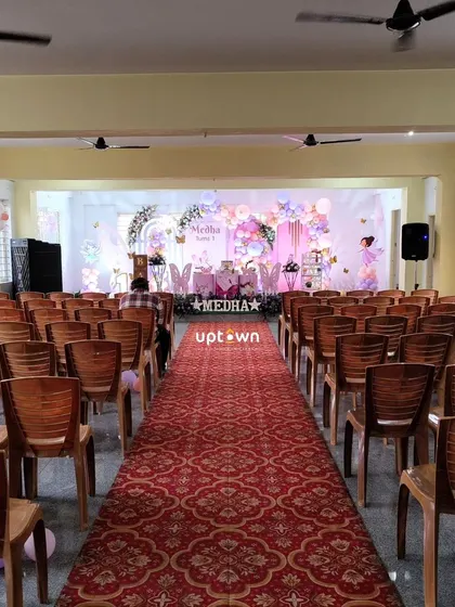 Another wide shot of the party hall.