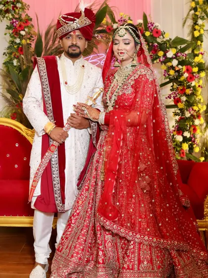 Another beautiful portrait of the wedding couple, capturing the joy and elegance of their special day.