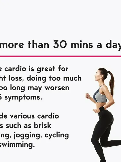 A reminder that excessive cardio can be counterproductive for PCOS weight loss.