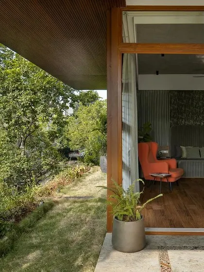 A view from the master bedroom's private terrace, which feels like a personal garden despite being on the first floor.