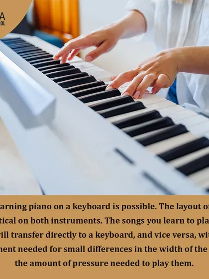 Learning piano on a keyboard is a great way to start. The layout is identical, and the skills you learn are directly transferable, making it a flexible option for beginners.