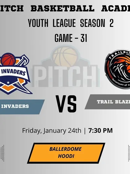 The matchup poster for Game 31 of Season 2, a clash between The Invaders and Trail Blazers.