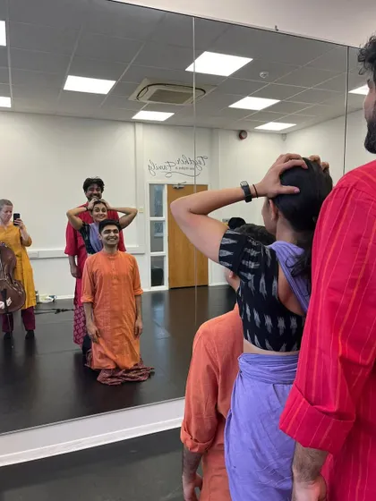 A fun, candid moment during a rehearsal with my musical ensemble. The camaraderie and shared laughter are just as important as the serious work we do together.