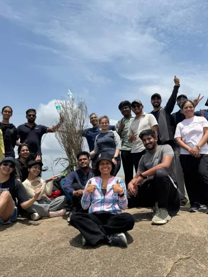 A moment of triumph for the team at Uttari Betta. Group photos like this capture the shared sense of accomplishment that is central to our team-building philosophy.