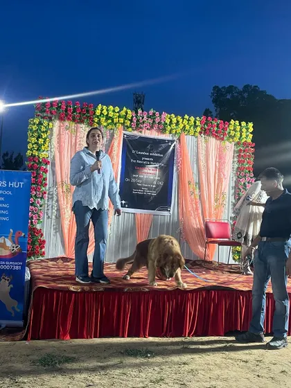 Participants on stage at the Army dog show. Our experience with organized events like this ensures we understand the requirements for staging, sound, and audience management.