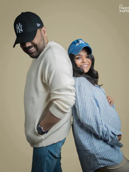 Fun and relaxed, this couple shows off their playful side. Maternity shoots don't have to be formal; they can be a fun reflection of your personalities.