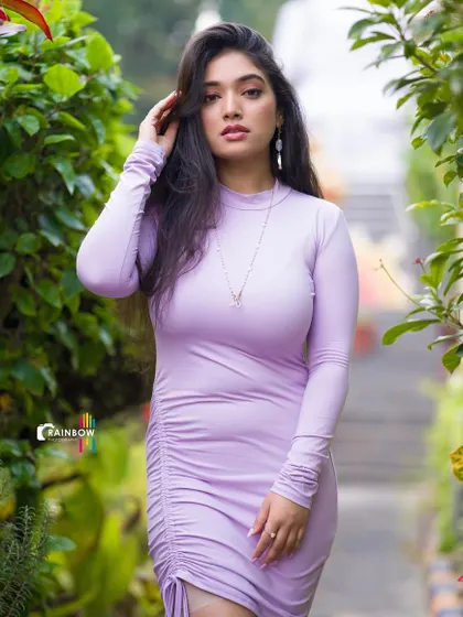 A different take from the same outdoor shoot with Priyanka Thimmesh, this time in a garden setting, which creates a softer, more natural mood.