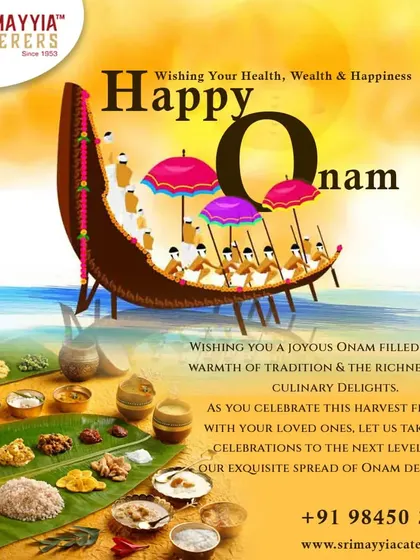 Wishing you a Happy Onam! We love celebrating festivals with you by offering exquisite spreads of traditional delicacies.