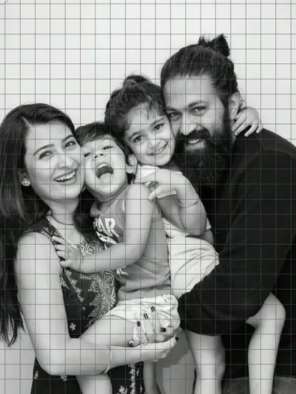 This is the beginning stage of a family portrait for actor Yash and his family, using a grid method. This technique helps me ensure all proportions and details are perfectly accurate in the final drawing.