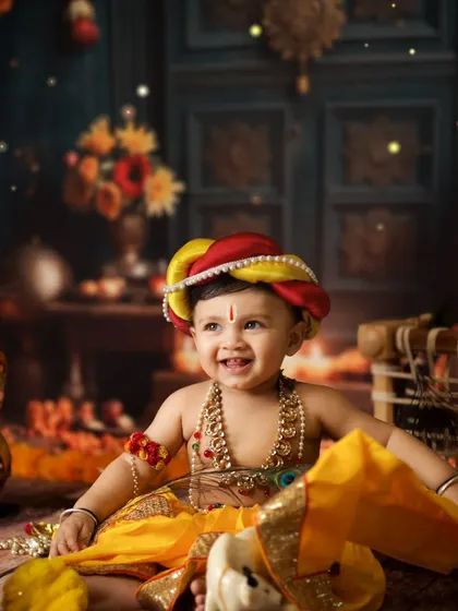 The joyful laugh of our little Krishna. These candid moments of happiness are what we strive to capture in every session.