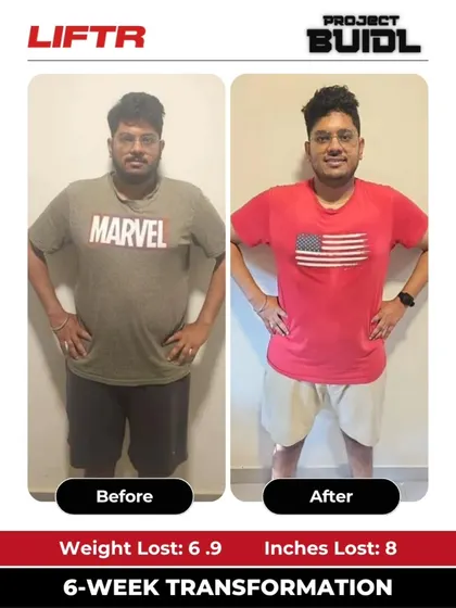 Kumeraysen's front-facing transformation shows a 6.9 kg weight loss and 8-inch drop, a result of choosing to show up for himself even when it was hard.