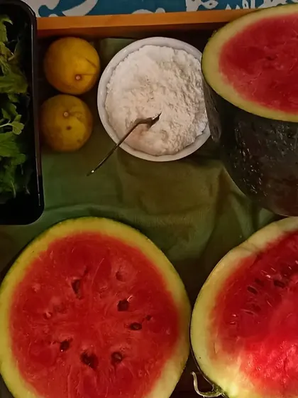 Scenes from our watermelon mojito making day, a perfect summer activity where children sliced, blended, and strained to create a refreshing drink.