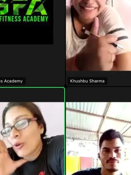 A screenshot from one of my online fitness classes. I provide live coaching and form correction through video calls, so you can get a great workout from the comfort of your home.