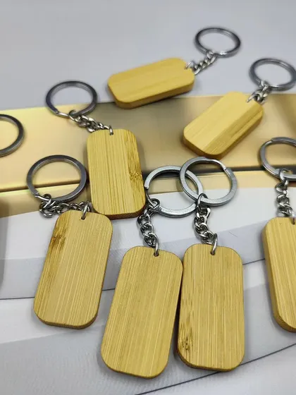 Simple, elegant, and eco-friendly, our bamboo keychains are a great low-cost giveaway for events, conferences, or as part of a larger gift set. The smooth surface is perfect for laser engraving a logo or message.