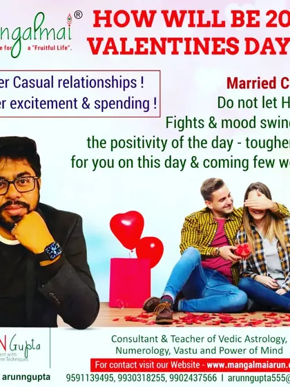 A lighthearted prediction for Valentine's Day. I analyze the planetary positions to suggest that the day might see less casual excitement and could be a tougher time for married couples.