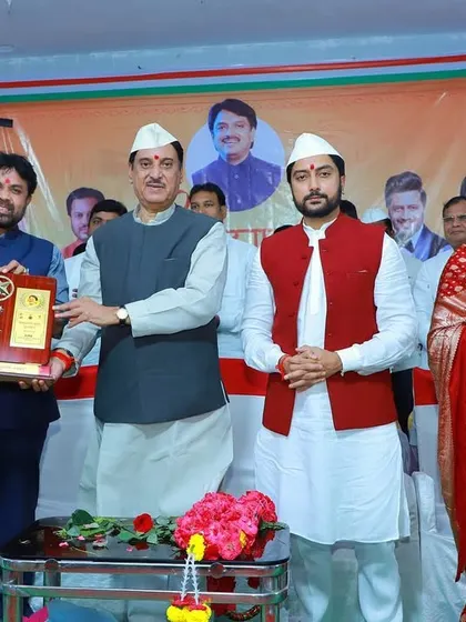 A proud moment being honored with the 'Babhalgaon Bhushan' award by former minister Shri Dilipraoji Deshmukh saheb. This recognition encourages me to work even harder.