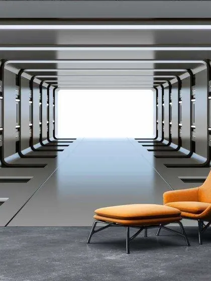 A duplicate of media 227, this futuristic tunnel wallpaper is a bold choice for creating a unique and modern interior.