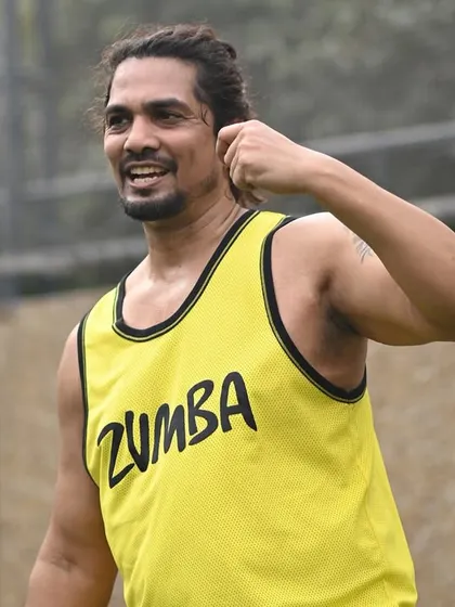 A shot of me leading the Zumba session, feeling the beat and encouraging everyone to give it their all.