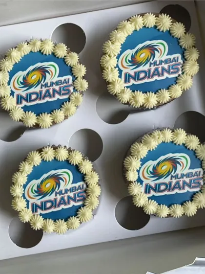 Show your team spirit with custom cupcakes. Whether it's a win or a loss, these Mumbai Indians themed cupcakes are a sweet way to support your favorite team. I can create logos for any team.