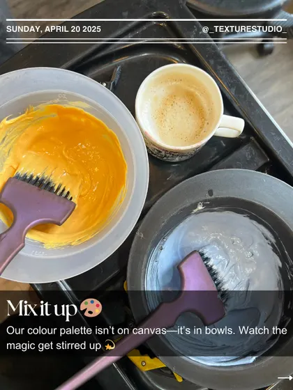 Our color palette isn't on a canvas, it's in bowls. Watch the magic get stirred up, always accompanied by a good cup of coffee.