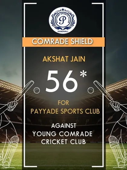 Akshat Jain scored an unbeaten 56 runs for Payyade Sports Club in the Comrade Shield.