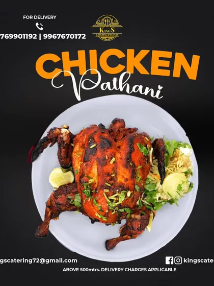 Our Chicken Pathani is a whole chicken roasted in a rich, spicy marinade. It's a truly indulgent dish that's perfect for a special occasion.