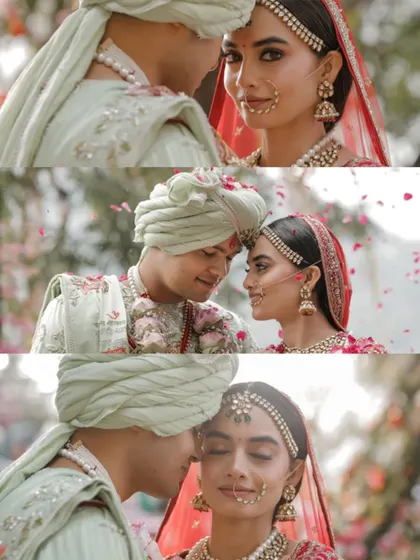 A collage of intimate close-ups of the bride and groom during their lakeside wedding.