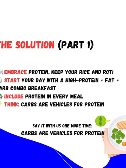 Here's the solution. You don't have to give up your rice or roti. Just make sure you start your meals with protein and treat carbs as the vehicle, not the main event.