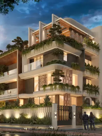This 3D visualization showcases our approach to transforming a compact plot into an iconic, multi-level bungalow. We designed a flowing facade and integrated green terraces to create a home that feels both expansive and warm, embodying modern luxury.