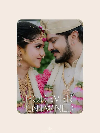 A beautiful couple portrait where the bride's saree drape and hairstyle are in perfect harmony. I ensure the entire look is picture-perfect for your most important moments.