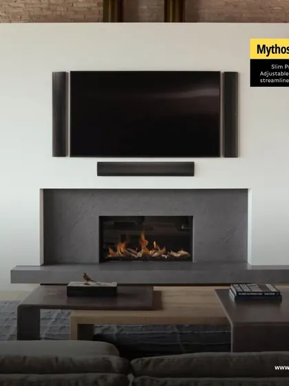 The Mythos LCR-65 from Definitive Technology features a slim profile and adjustable cabinet for a streamlined appearance, perfect for pairing with modern flat-panel TVs.
