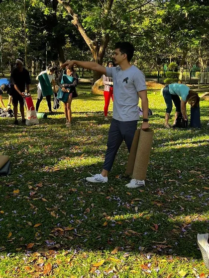 If I weren't a coach, I'd be a traffic cop. A fun moment from an outdoor class, directing the flow of movement.