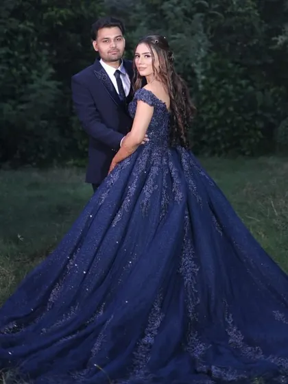 A romantic shot of the couple. Her makeup is designed to be soft and elegant, perfect for creating timeless memories.
