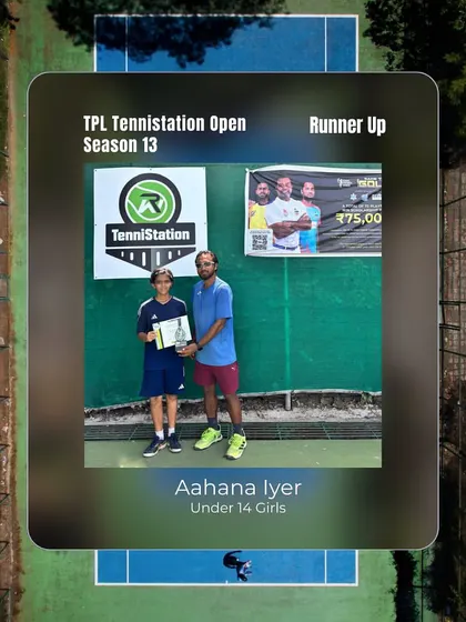 Aahana Iyer with her runner-up trophy for the Under 14 Girls category at the TPL TenniStation Open Season 13. Every tournament is a step forward.