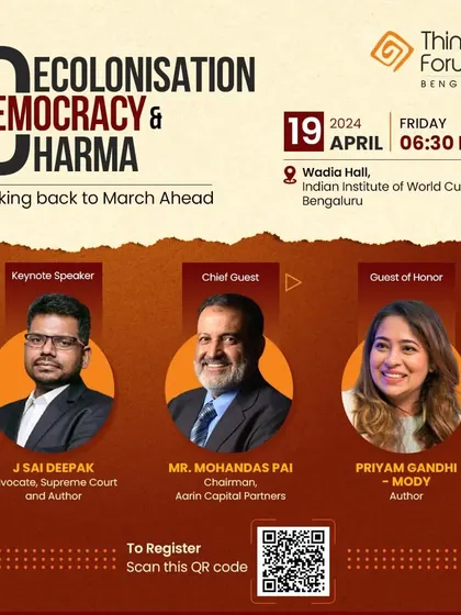 The poster for the Thinkers Forum event in Bengaluru. The topic "Looking back to March Ahead" encapsulates the idea of using history as a guide for the future.