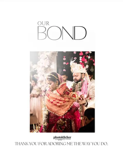 An album-style page dedicated to the couple's bond, featuring a key ritual from their wedding ceremony.
