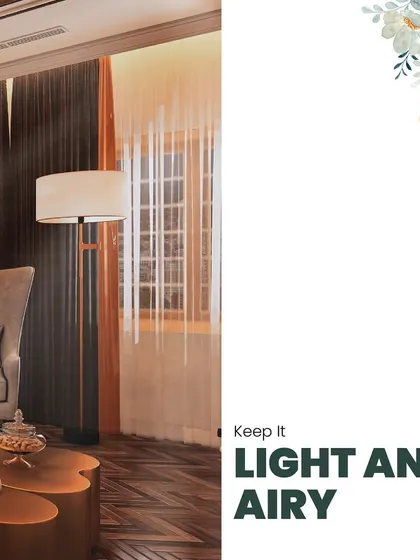To make a small space feel larger, keep it light and airy. Use light colors, sheer curtains, and good lighting to create an open and inviting atmosphere.