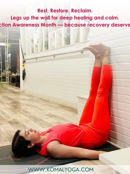 Legs-up-the-wall, or Viparita Karani, is one of the most restorative poses for a new mother. It calms the nervous system, reduces swelling in the legs and feet, and gently relieves lower back pressure. This is not "doing nothing"; it is an active and essential part of recovery.