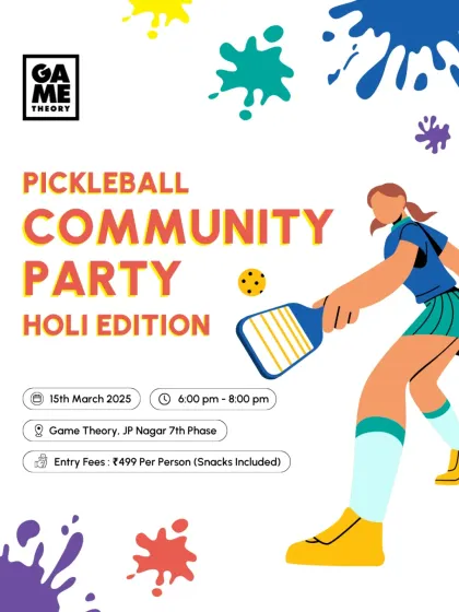 We're more than just tournaments. We host fun sports parties like this Holi Pickleball Community Party. It's all about good vibes, making new friends, and celebrating together on the court.
