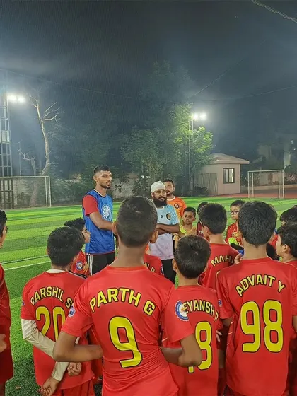 Learning from the best. Our players listen intently during a special defending masterclass with I-League 2 professional Pawan V. Pattem, gaining insights to elevate their game.