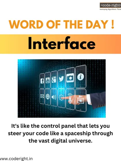 Word of the Day: Interface. We describe it as the control panel of a spaceship, letting you steer your code through the digital universe. It's how you interact with a program.
