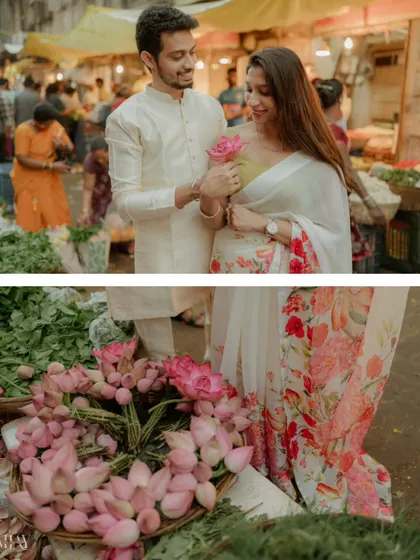 A diptych showing a tender moment and the beautiful lotus flowers at the market. It’s about capturing the big picture and the small, meaningful details.