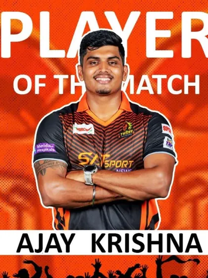 Player of the Match. We celebrate Ajay Krishna's standout performance in the TNPL. Seeing our players achieve such recognition is the ultimate reward for us as coaches.