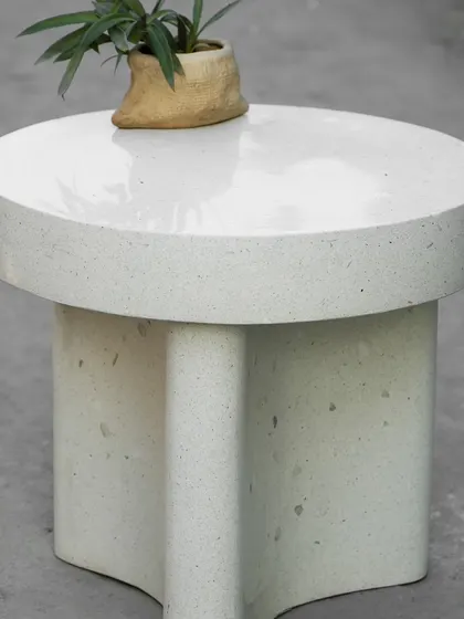 Explore the variety of our custom tables and consoles. From multi-color concrete slabs and Venetian terrazzo tops to pieces with intricate brass inlays and leaf imprints, each one is handcrafted to be uniquely yours.