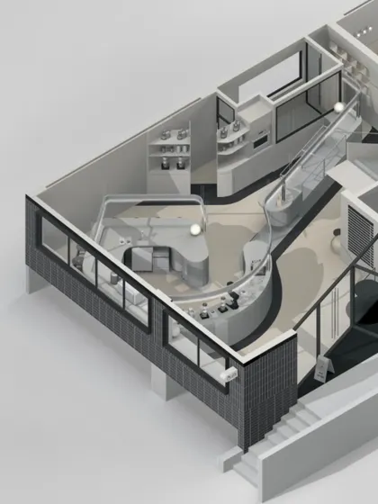 The 3D model was crucial for understanding the complex geometry of the space.