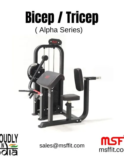 The Bicep / Tricep combo machine from our Alpha Series, a space-saving solution for arm training.